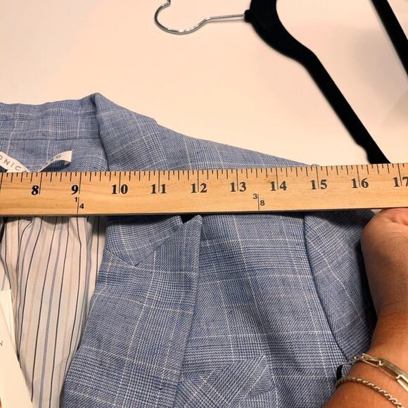 NWT Veronica Beard Blue Plaid Linen Cutaway Dickey Jacket Gold Buttons S… - Picture 12 of 13